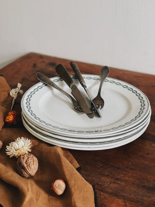 5 assiettes plates terre de fer — Victorine