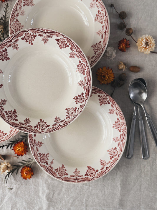 4 assiettes creuses terre de fer "Bordeaux" — Victorine