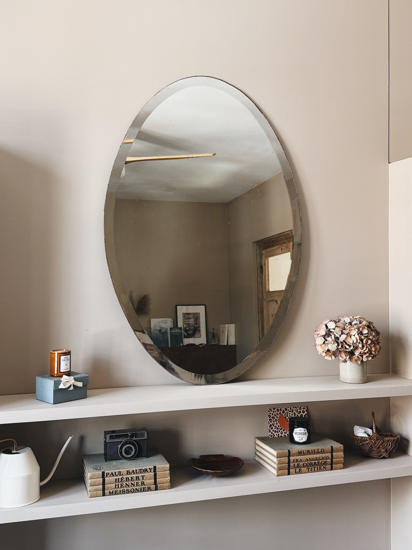Miroir ovale ancien biseauté — Paule