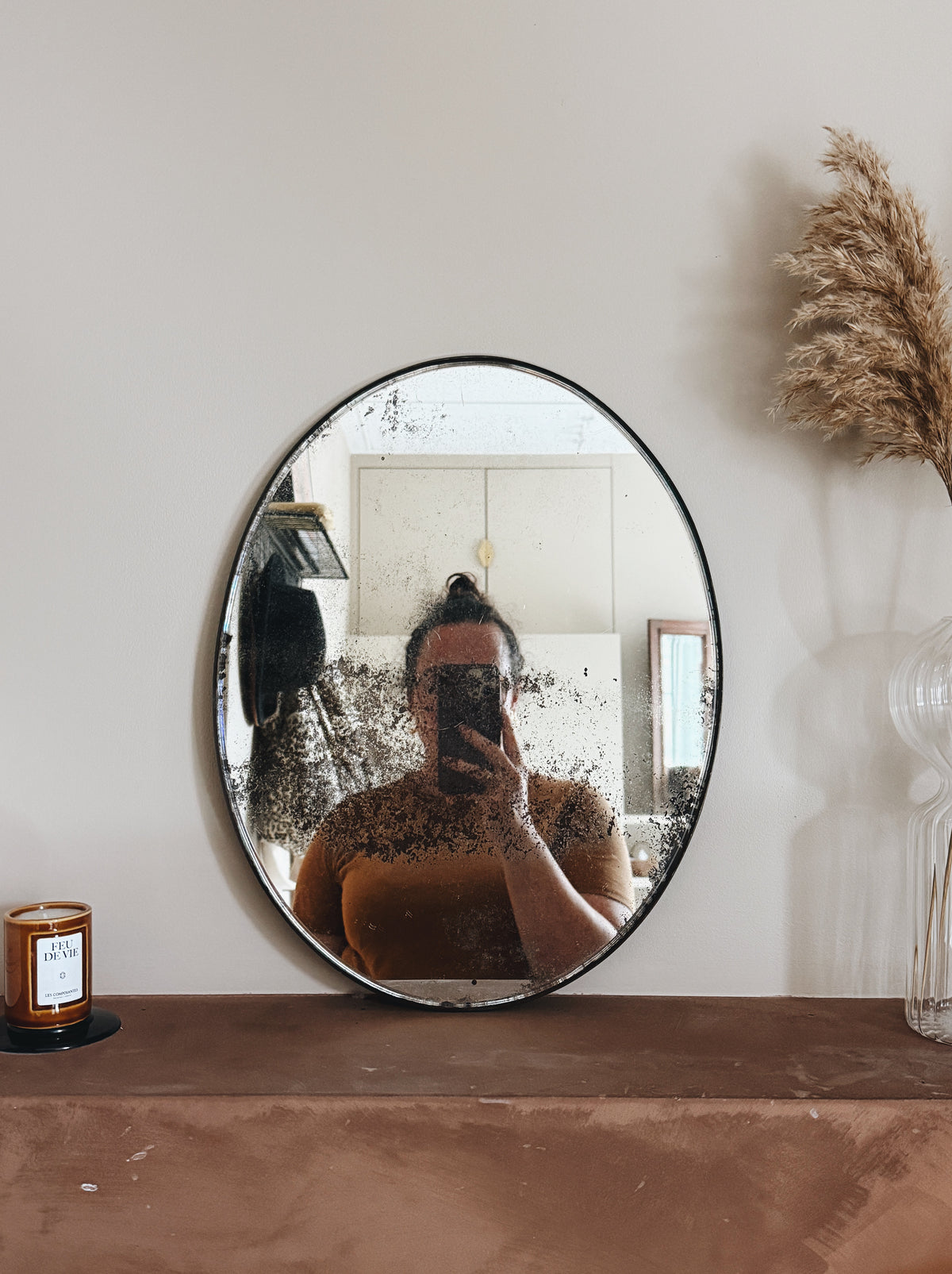 Miroir ovale ancien biseauté — Aliette