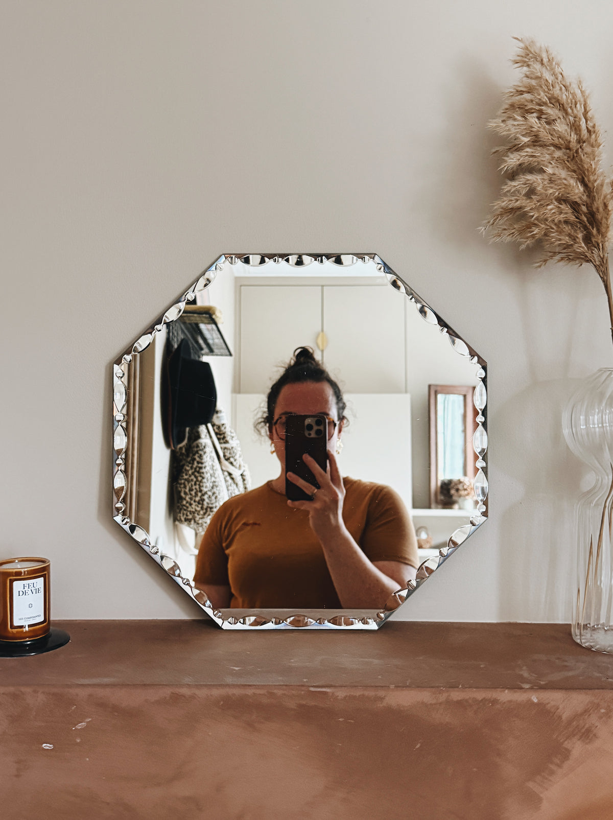 Miroir hexagonal ancien biseauté — Luce