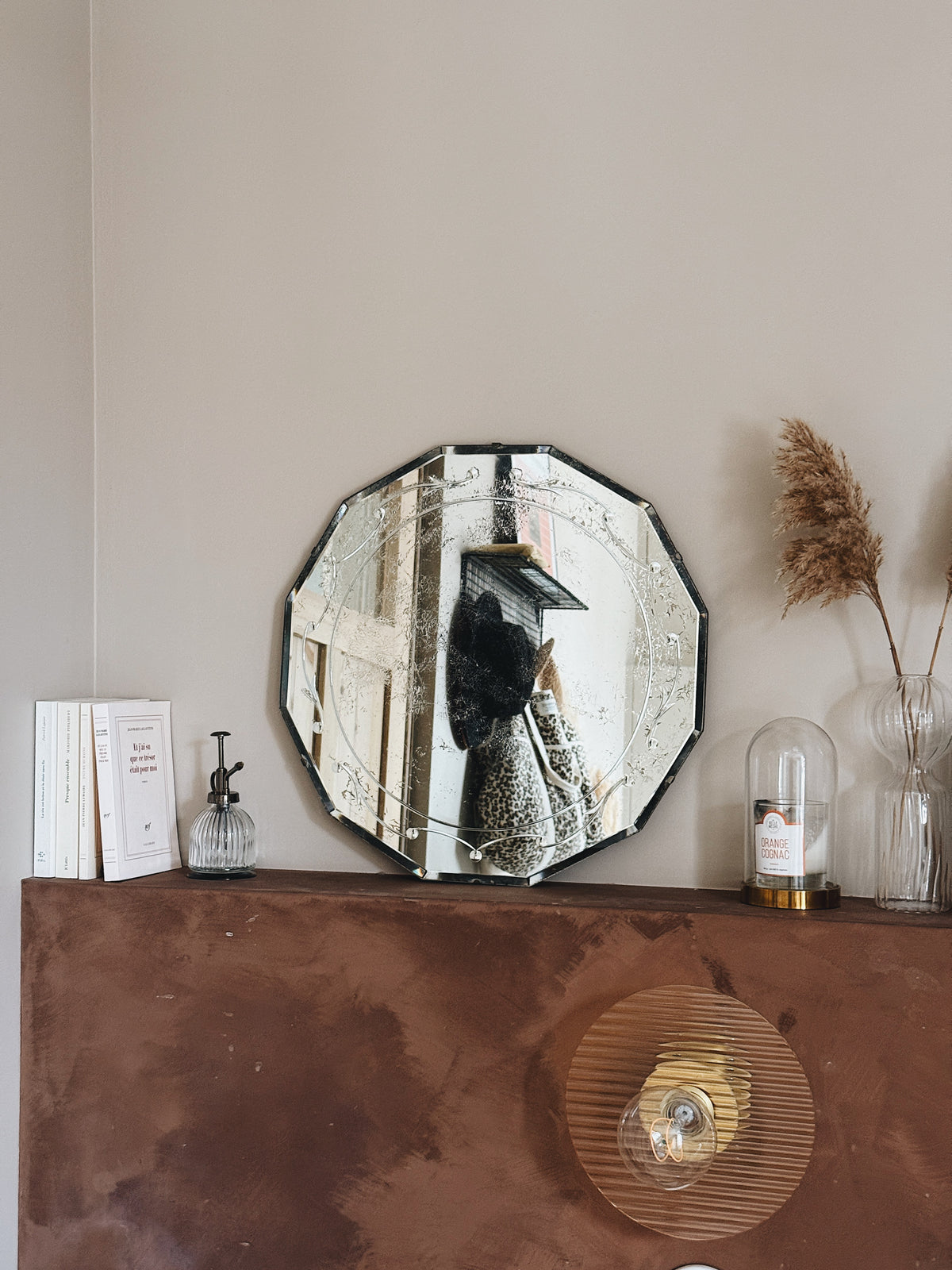 Miroir rond ancien biseauté — Lucrèce