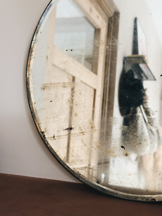 Miroir rond ancien biseauté — Janine