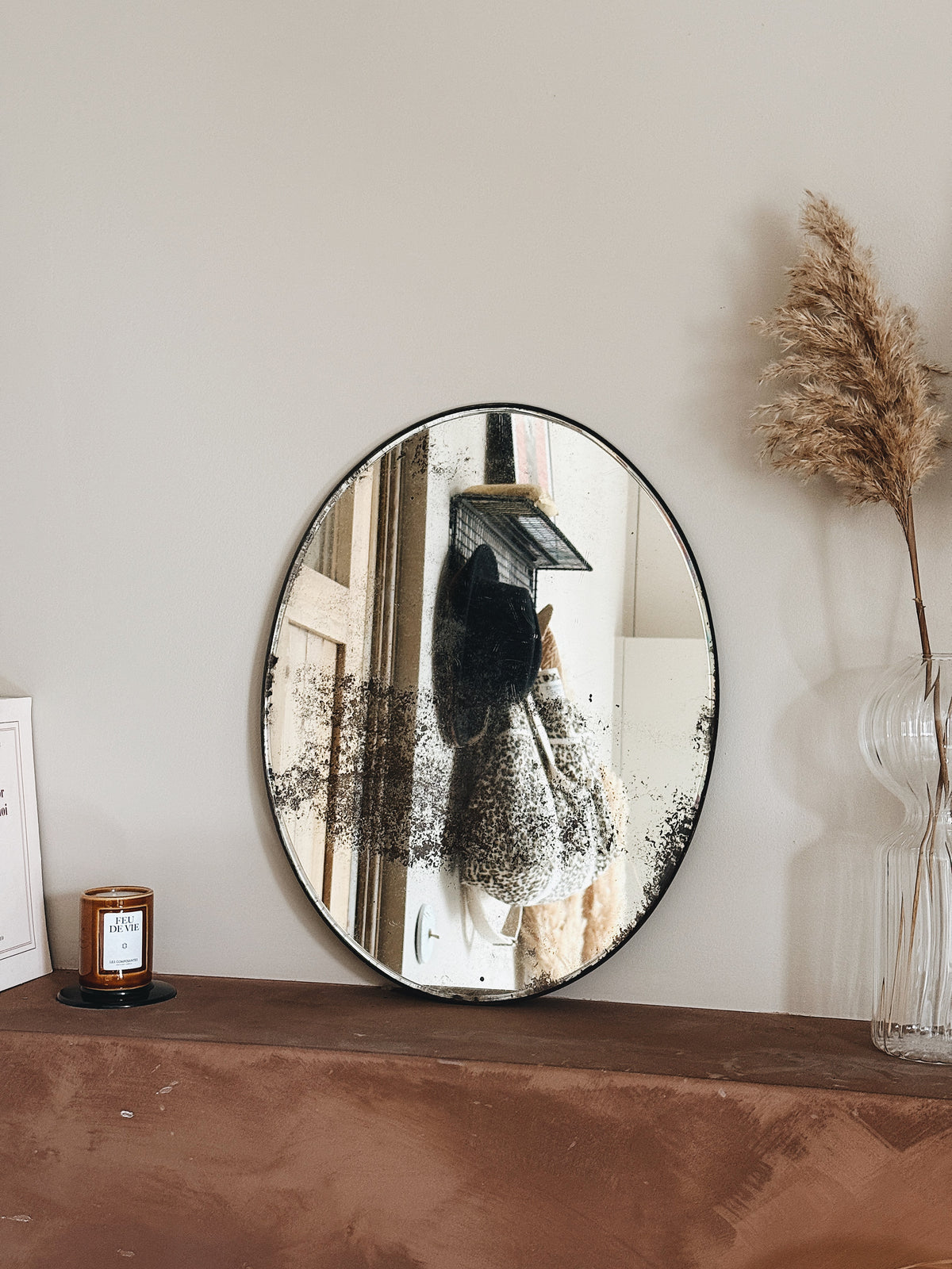 Miroir ovale ancien biseauté — Aliette