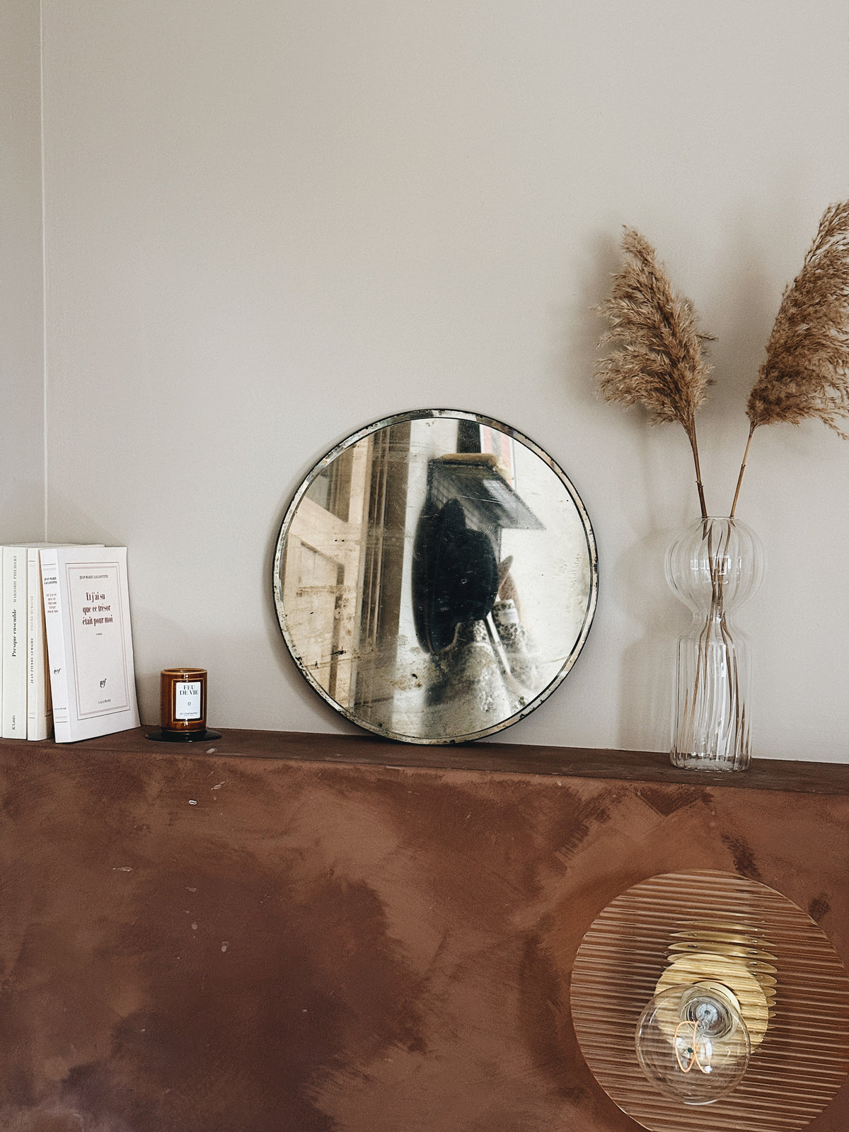 Miroir rond ancien biseauté — Janine