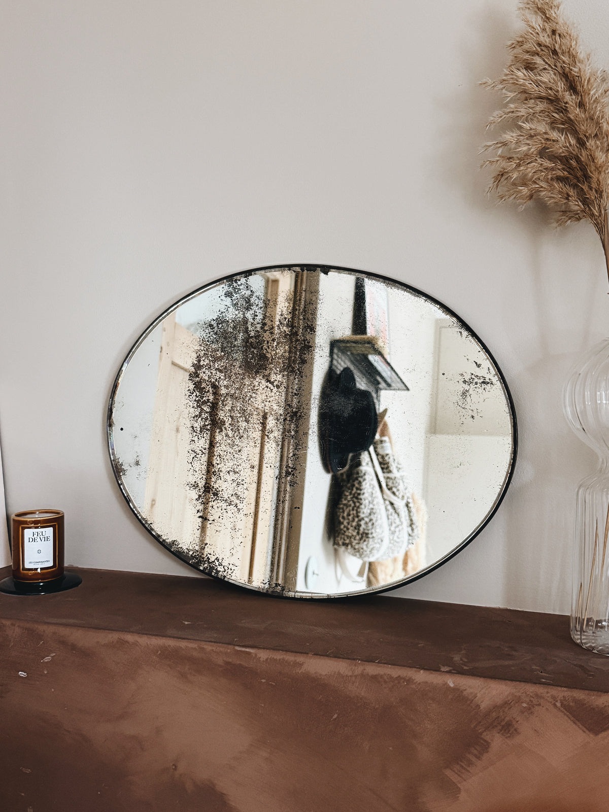 Miroir ovale ancien biseauté — Aliette