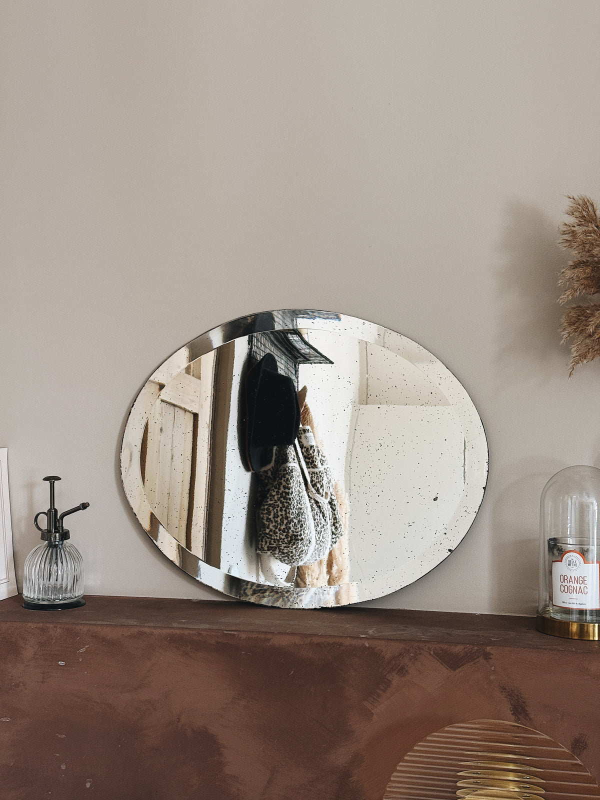 Miroir ovale ancien biseauté — Orphéon