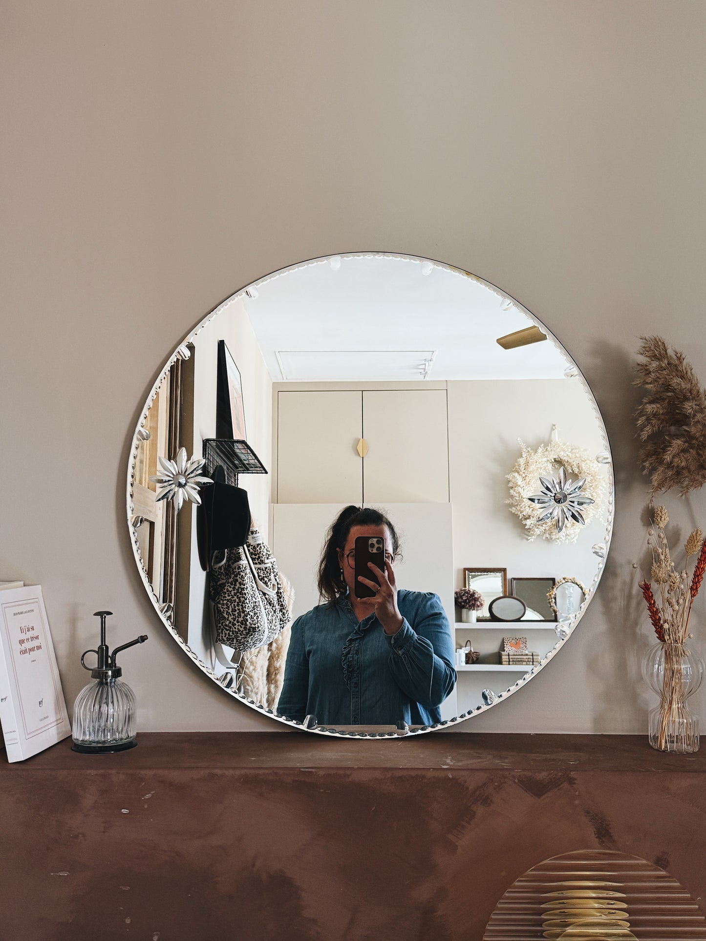 Miroir rond ancien biseauté — Paula