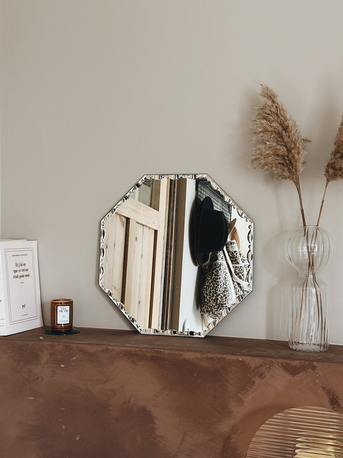 Miroir hexagonal ancien biseauté — Luce